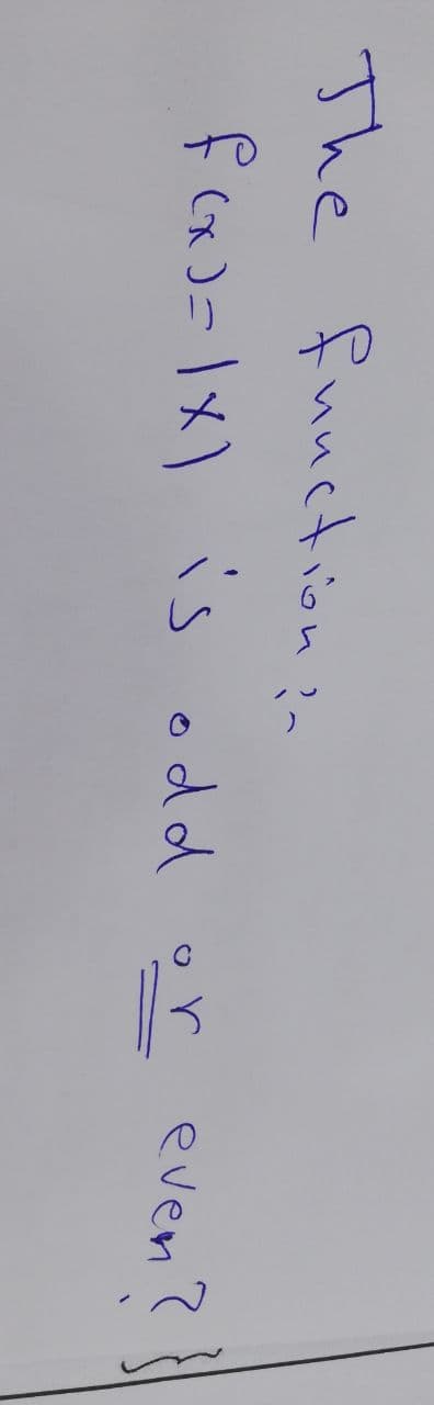 The
function?n
f(x)=/x)
f Cx J=Ix) is odd
even?
o r
