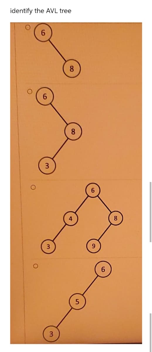 identify the AVL tree
8.
8
9.
