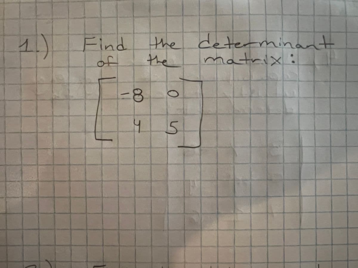 1)
Find
y
-8
J
the determinant
the
matrix
5