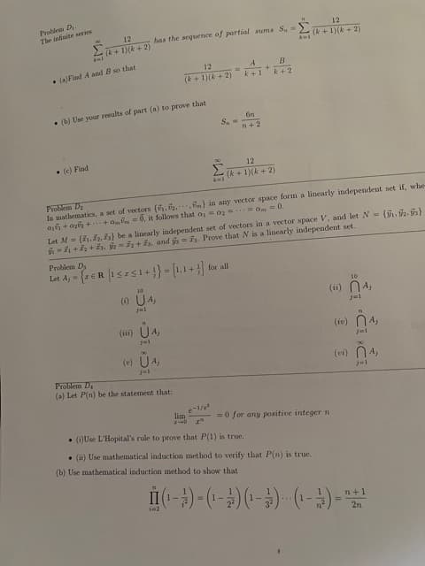 (a) Let P(n) be the statement that:
e-/
lim
=0 for any positive integern
• ()Use L'Hopital's rule to proe that P(1) is true.
• (ii) Use mathematical induction method to verify that P(n) is true.
