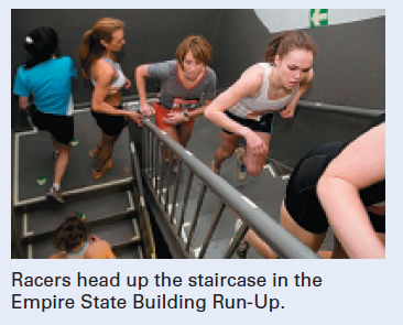 Racers head up the staircase in the
Empire State Building Run-Up.
