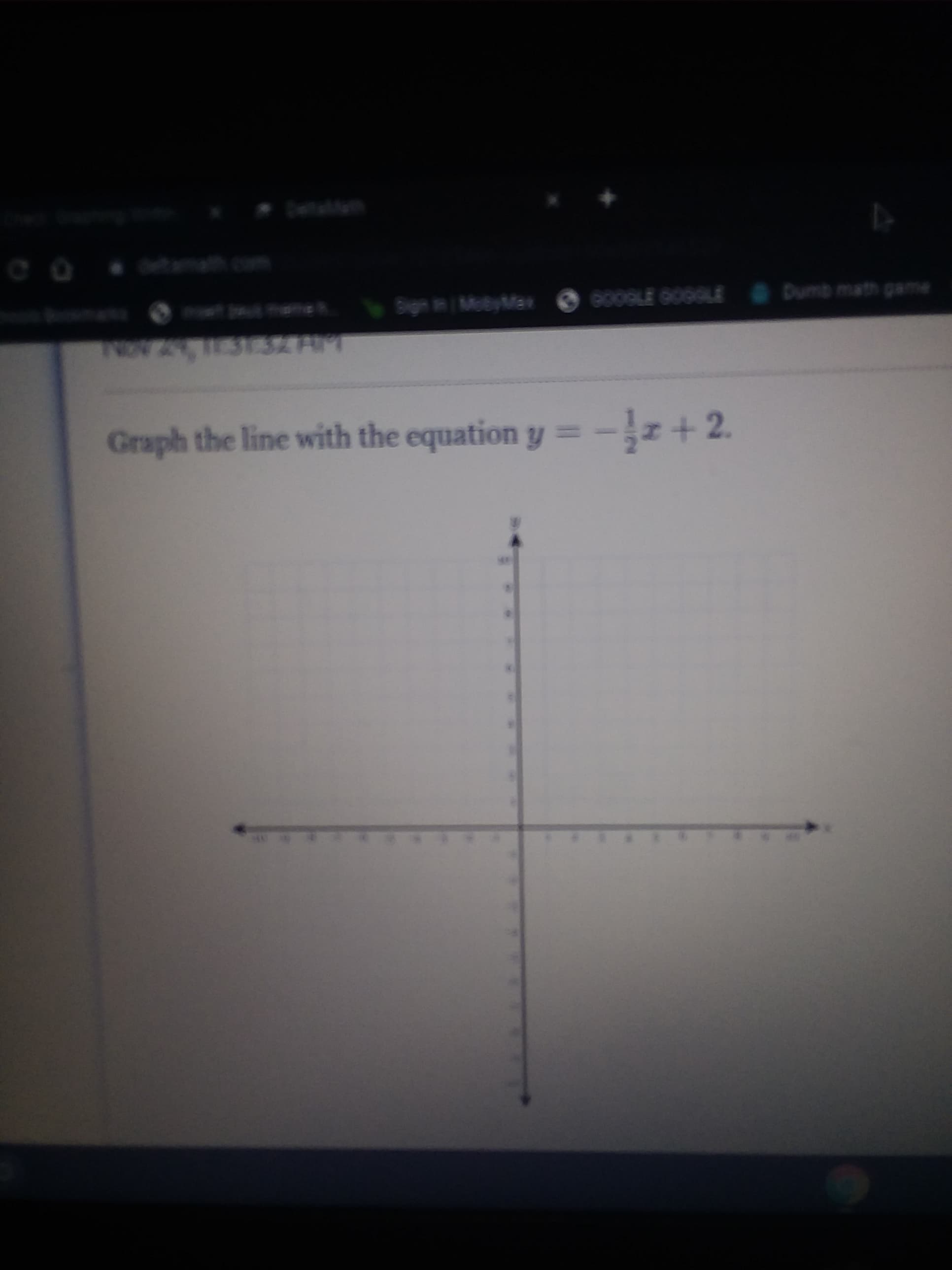 Graph the line with the equation y =
-+ 2.
