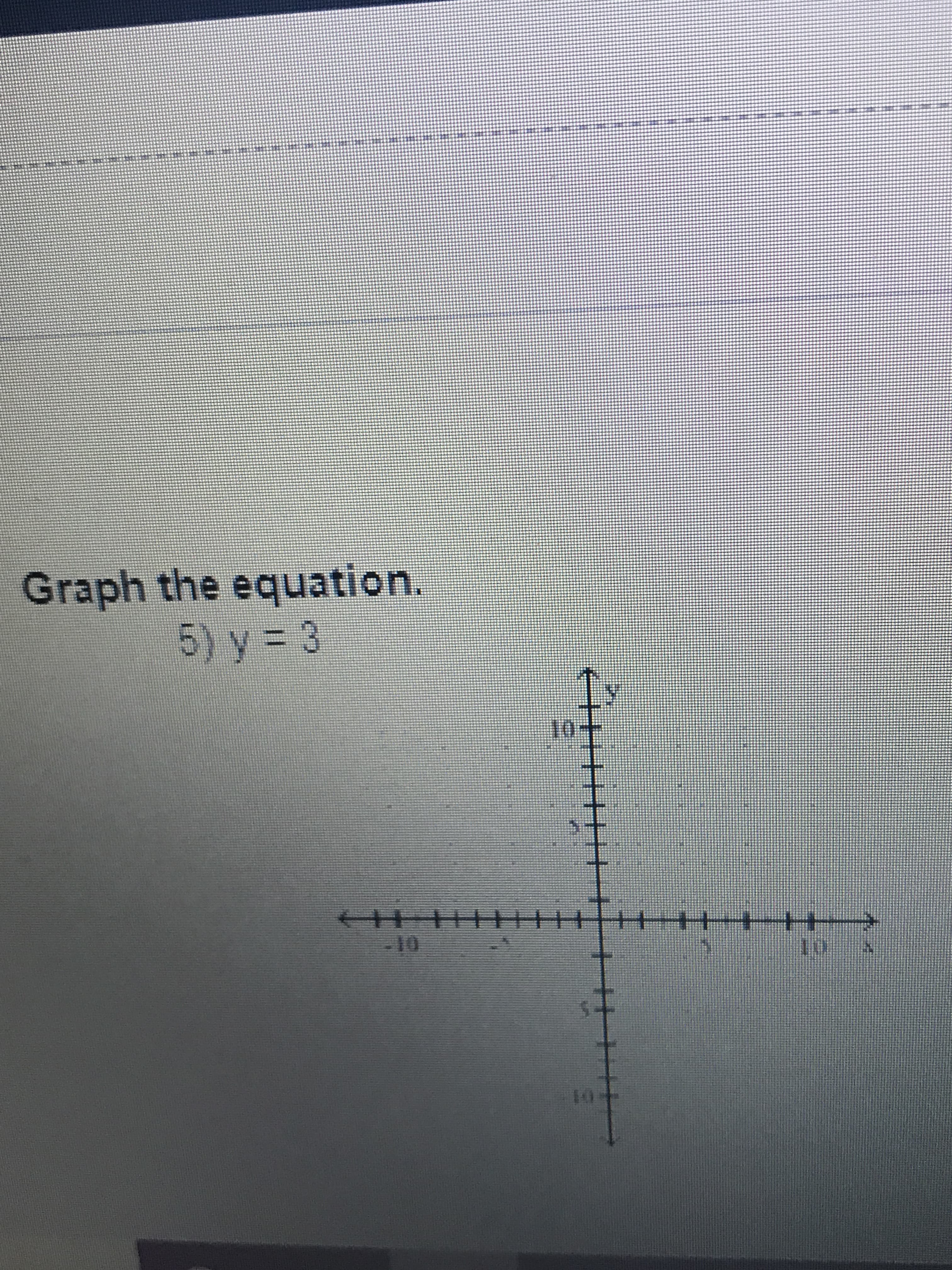 Graph the equation.
5) y= 3
