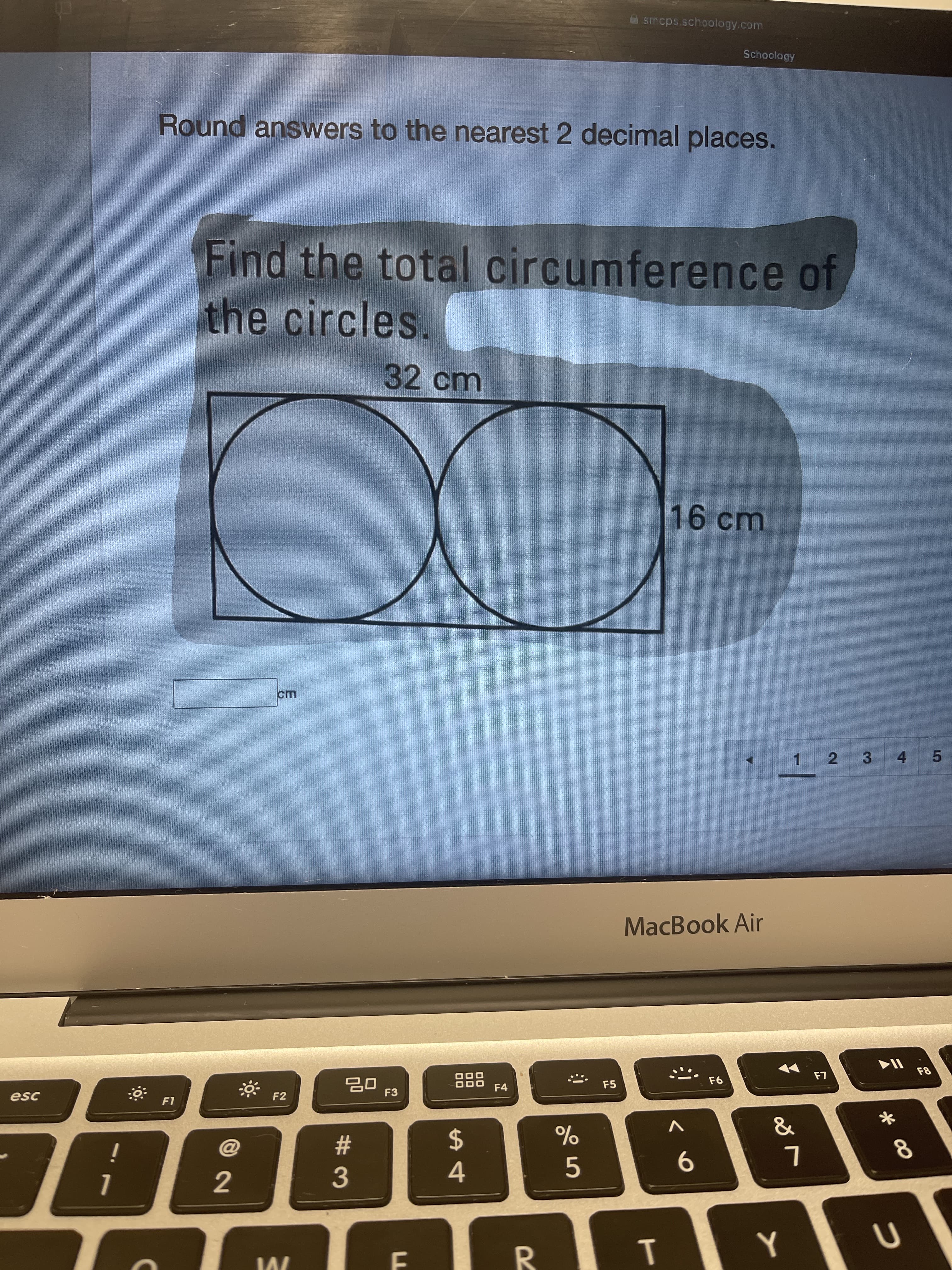 Find the total circumference of
the circles.
