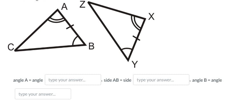 A
angle A = angle type your answer.
side AB = side
type your answer.
angle B = angle
type your answer..
B
N
