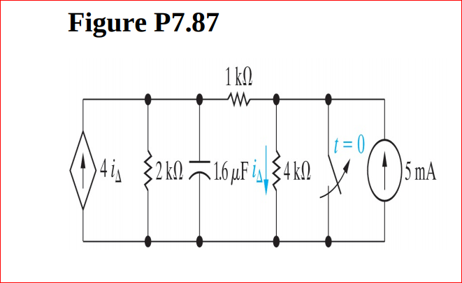 Figure P7.87
1 k.
4is $2kN F16 µF is 34KN
5 mA
