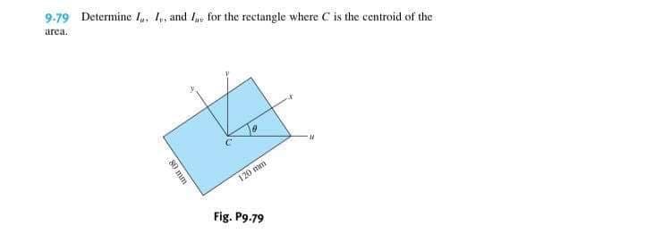 9-79
Determine , , and
area.
for the rectangle where C is the centroid of the
120 mm
Fig. P9.79
80 mm
