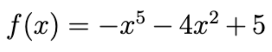 f (x) = -x³ – 4x² + 5
