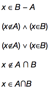 хеВ- А
(xEA) л (xеB)
(x£A) v (xeB)
х&ANB
хE ANВ
