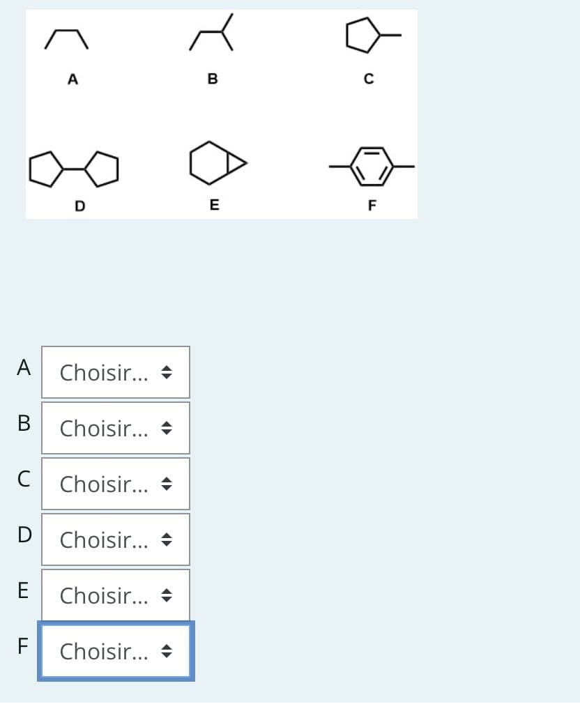 A
(
A
D
Choisir...
B Choisir...
с Choisir...
D Choisir...
E Choisir...
F Choisir...
Y
B
A
E
do
F