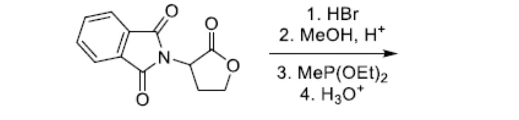 1. HBr
2. МеОН, н*
O.
3. MеР(ОE()2
4. Нао"
