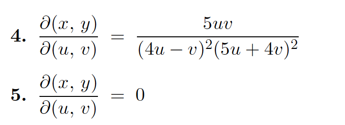 a(x, y)
5uv
4.
a(u, v)
(4и — v)? (5и + 4о)?
a(x, y)
5.
= 0
a(u, v)
|
