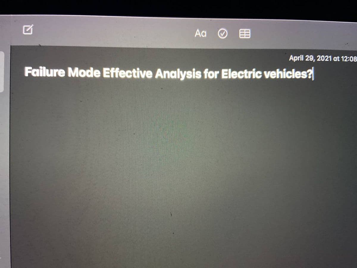 Aa
April 29, 2021 at 12:08
Failure Mode Effective Analysis for Electric vehícles?
