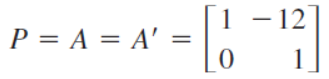 – 12
P = A = A'
[0
1
