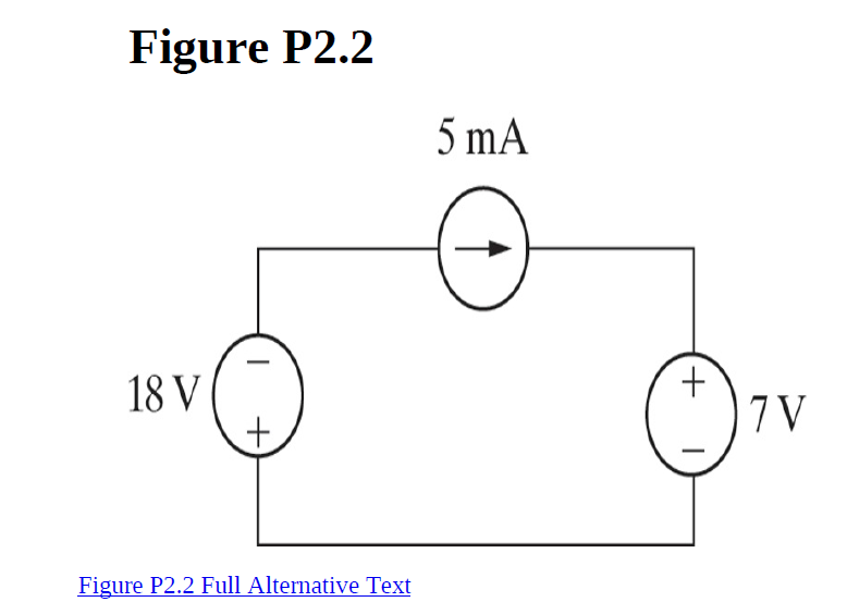 Figure P2.2
5 mA
18 V
Figure P2.2 Full Alternative Text
