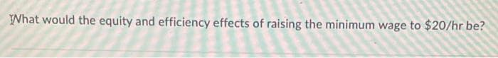 What would the equity and efficiency effects of raising the minimum wage to $20/hr be?
