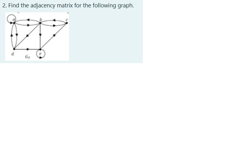 2. Find the adjacency matrix for the following graph.
d
G7
