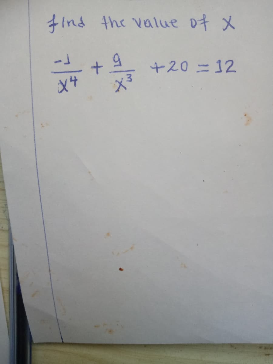 Find the value of x
X4
+20=12
X3

