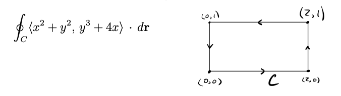 (2,1)
)مه و و ي
آره
(x² + y?, y3 + 4x) · dr
)هد0(
)ه ,(
