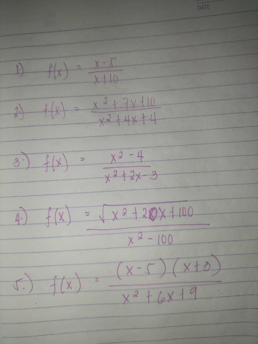 DATE
D H)
x10
x2+4x14
カーCX
x24メ-3
ニ
4)
x2-100
00x@0FeX12 (対 (
(x-r) (xto)
