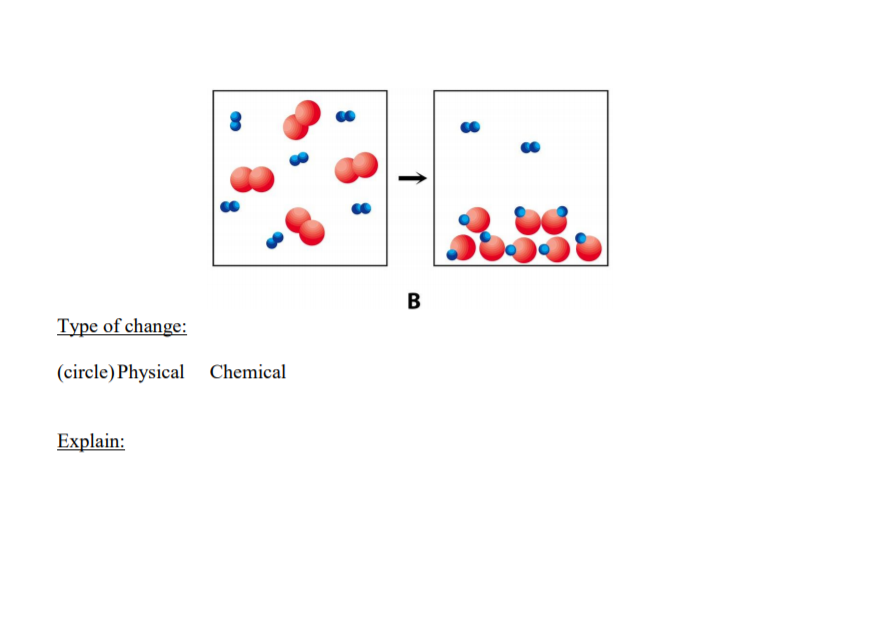 B
Type of change:
(circle) Physical Chemical
Explain:
