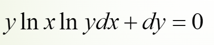y ln x ln ydx + dy = 0