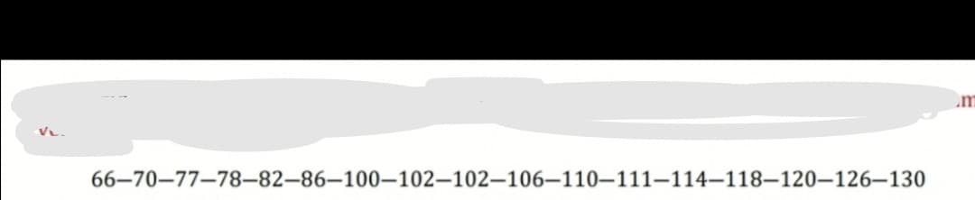 66–70–77–78–82–86–100–102–102–106–110–111–114–118–120–126–130
