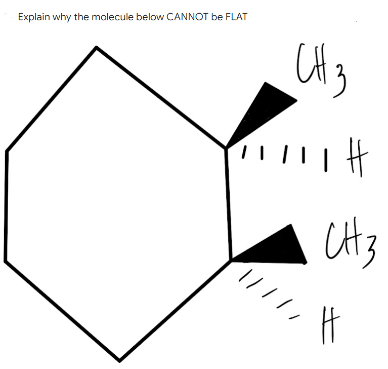 Explain why the molecule below CANNOT be FLAT
Ctz
