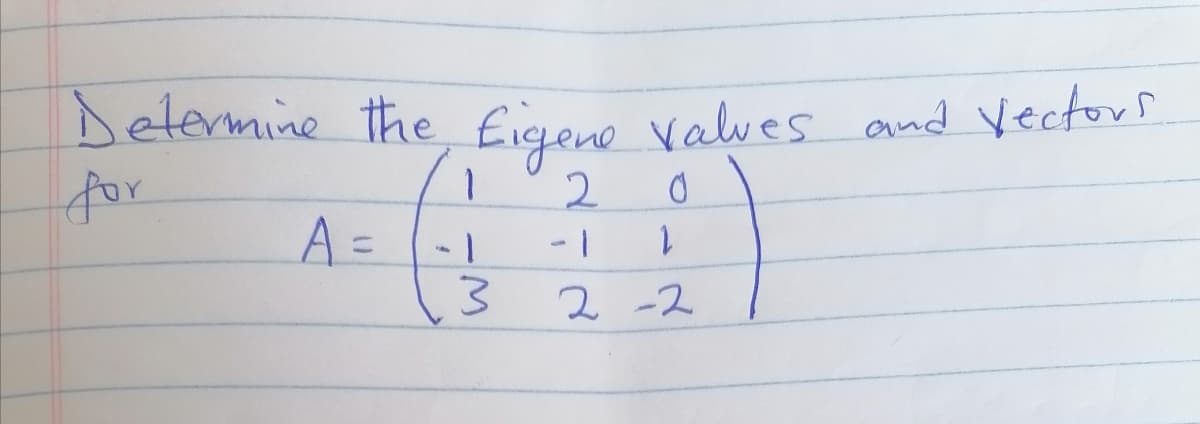 Determine the figene valves and Vector
for
2.
=-1
- -
1.
2 -2
