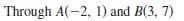 Through A(-2, 1) and B(3, 7)
