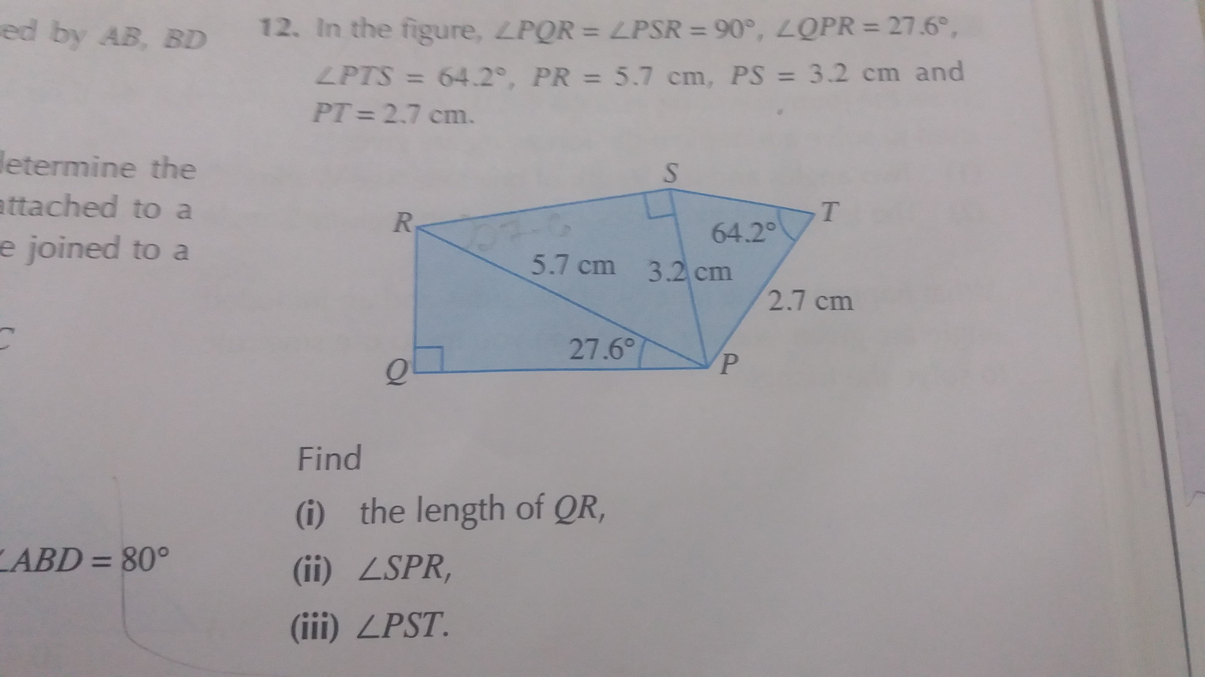 Find
(i) the length of QR,
