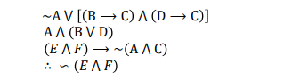 ~AV [(B → C) A (D → C)]
ΑΛ (BVD)
(ΕΛF) -~ (ΑΛΟ)
&- (ΕΛF)
%24
