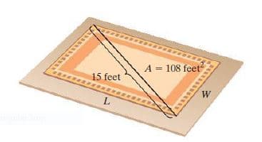 A = 108 feet
15 feet
W
