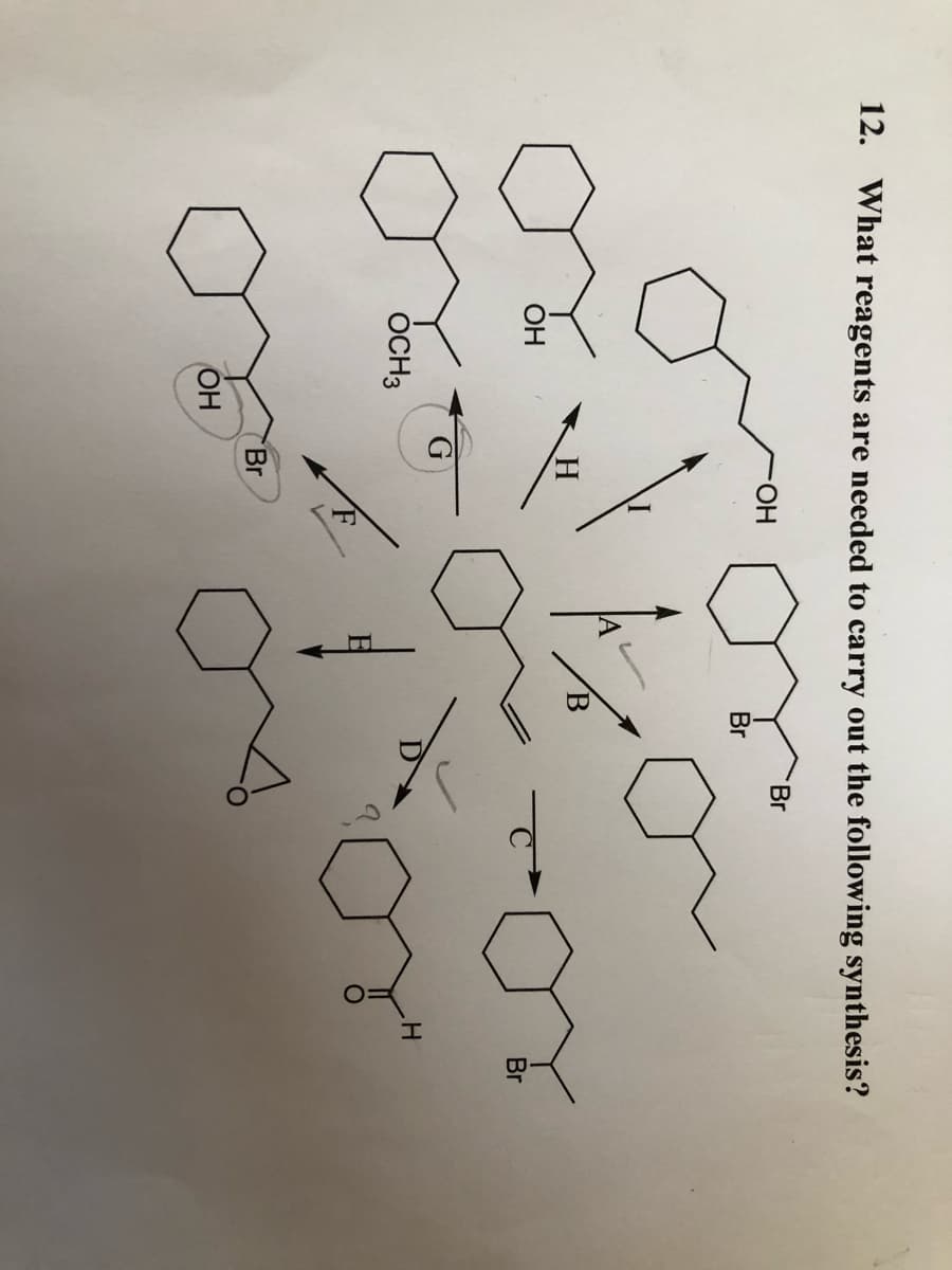 12. What reagents are needed to carry out the following synthesis?
Br
HO.
Br
ОН
Br
ÓCH3
Br
OH
