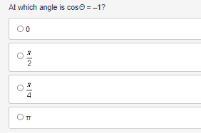 At which angle is cos0 = -1?
10
ICN
Оп