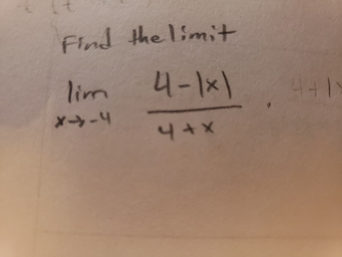 Find the limit
lim
4-1x1
441
メ→-4
