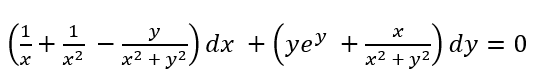 (+ -) dx + (vev +) dy = 0
x2 + y².
x² + yz) dy = 0
