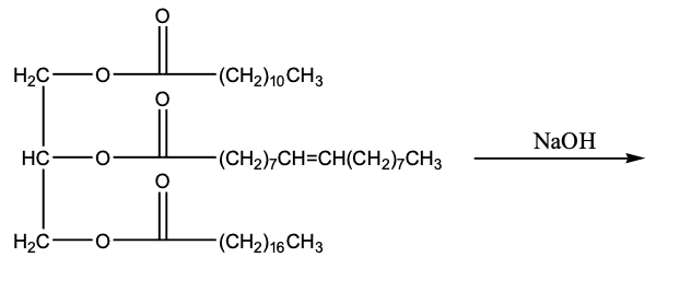 H2C-
(CH2)10CH3
NaOH
HC-
-(CH2),CH=CH(CH2),CH3
H2Cㅡㅡ
(CH2)16 CH3
