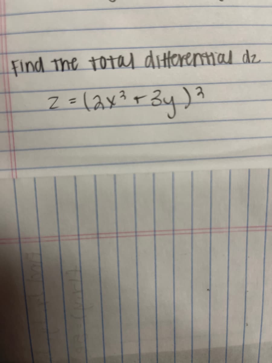 Find The total ditterenial dz.
%3D
