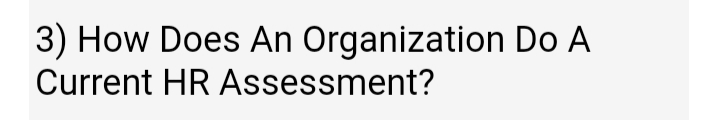 3) How Does An Organization Do A
Current HR Assessment?
