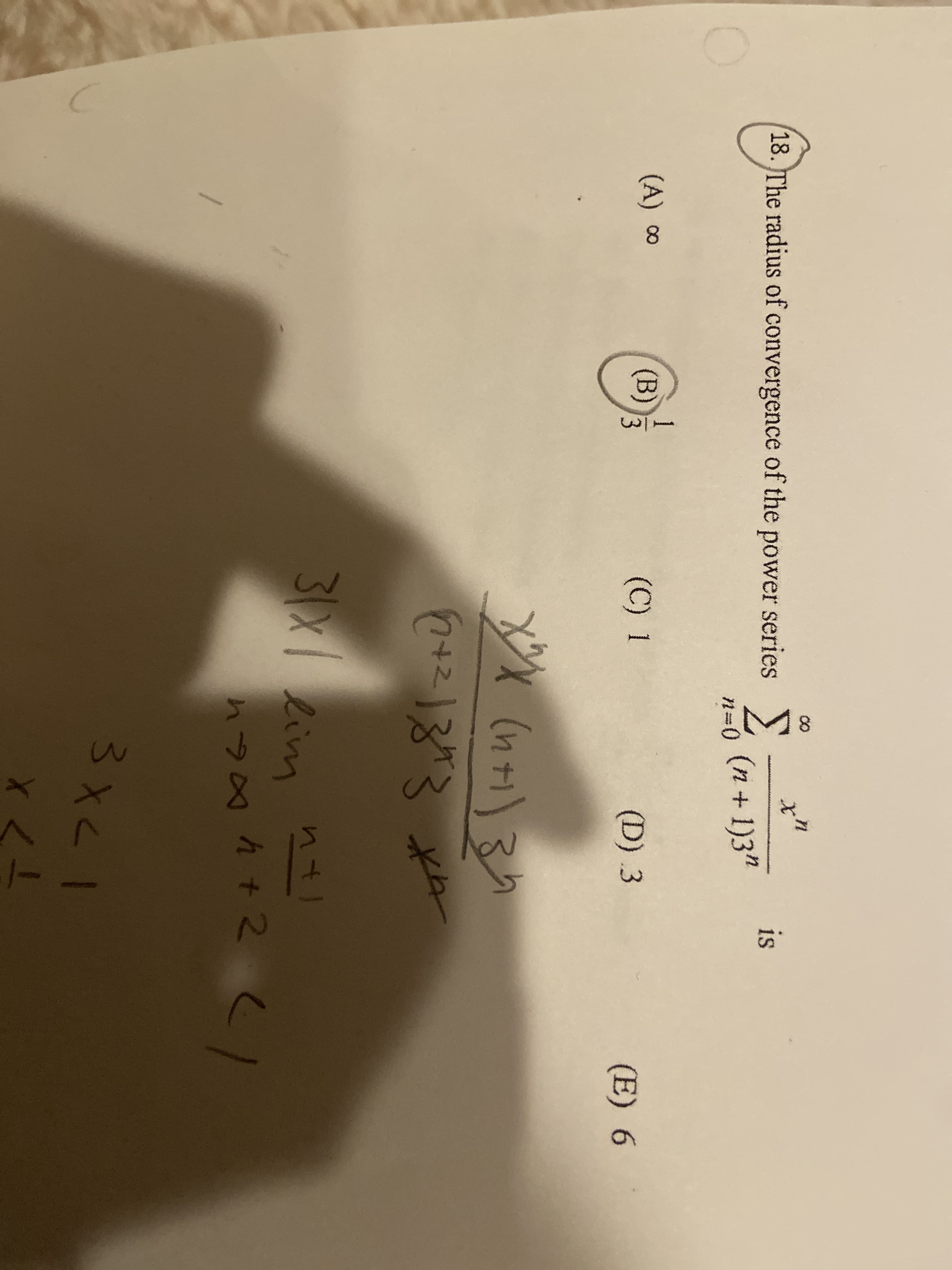 The radius of convergence of the power series
in
そク
is
(n+1)3"
n=D0
