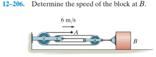 12-206. Determine the speed of the block at B.
6 m/s
B
