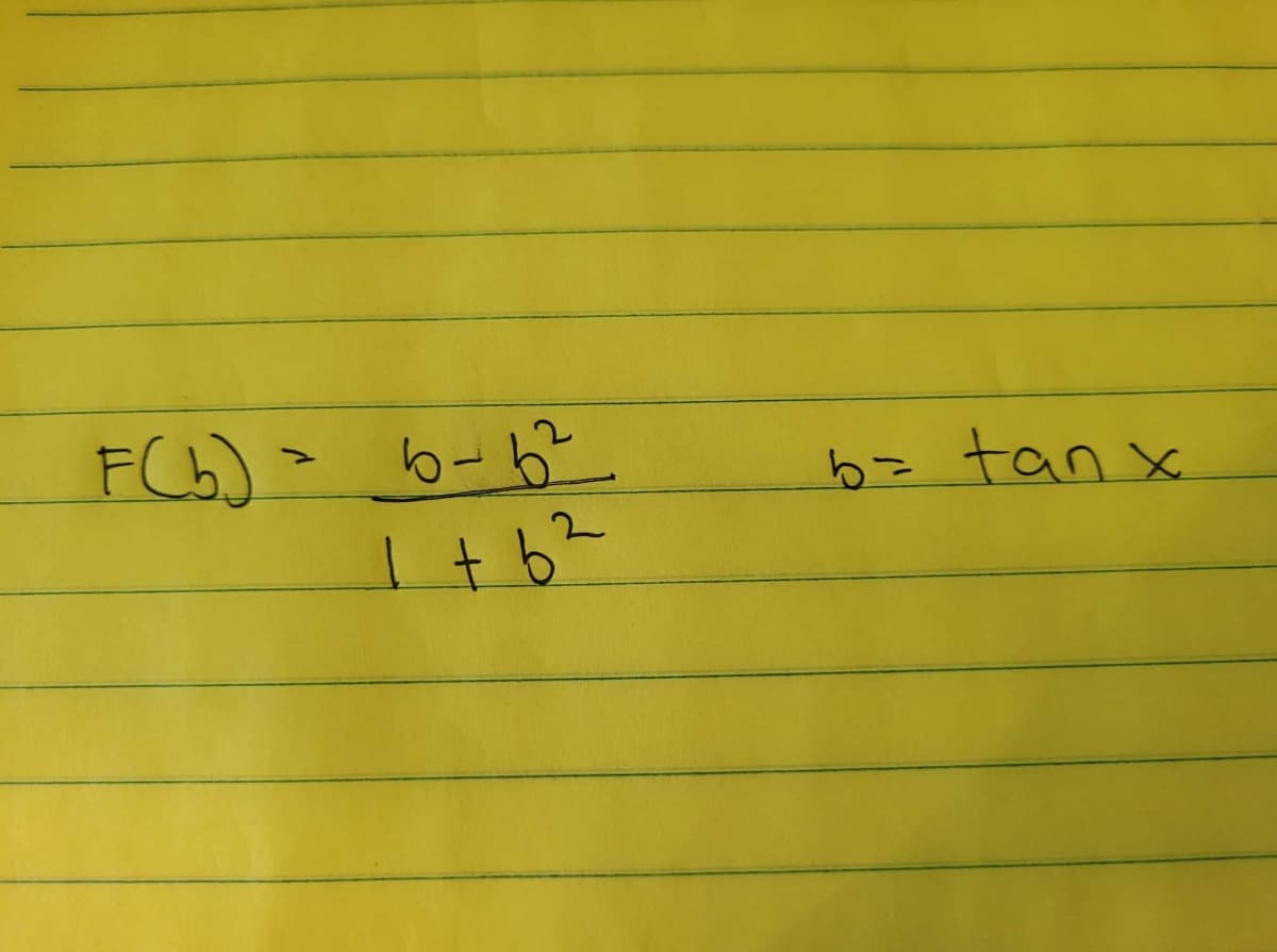F(b) = 6-6²
1 +6²
b = tan x