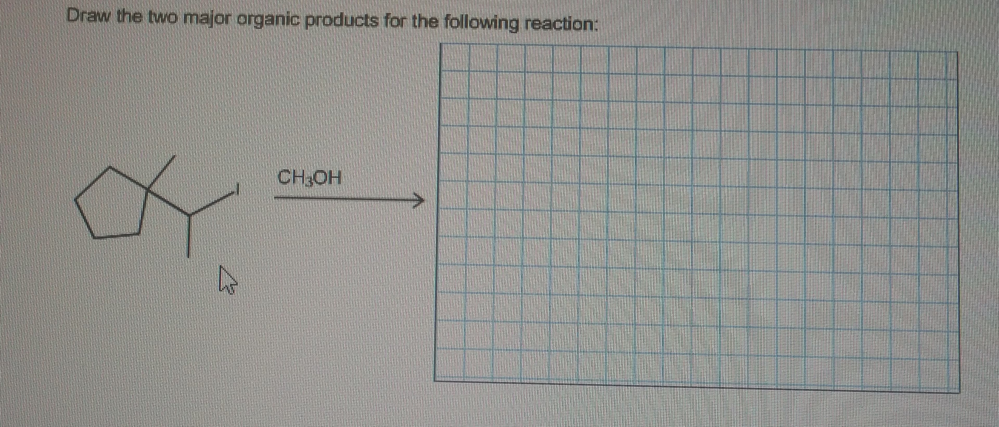 Draw the two major organic products for the following reaction:
CH OH
