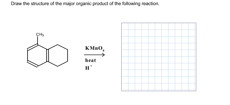 Draw the structure of the major organic product of the following reaction.
CHз
KMNO,
heat
н*
