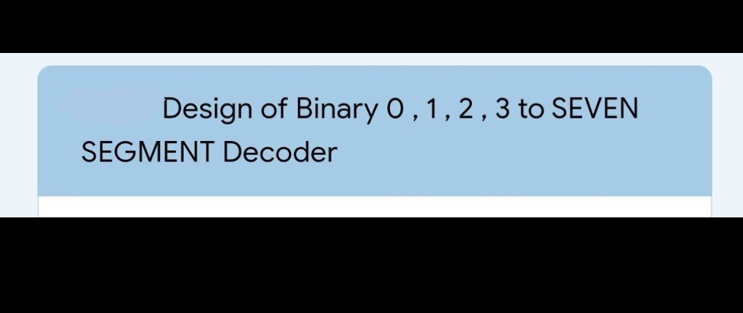 Design of Binary 0 ,1,2,3 to SEVEN
SEGMENT Decoder
