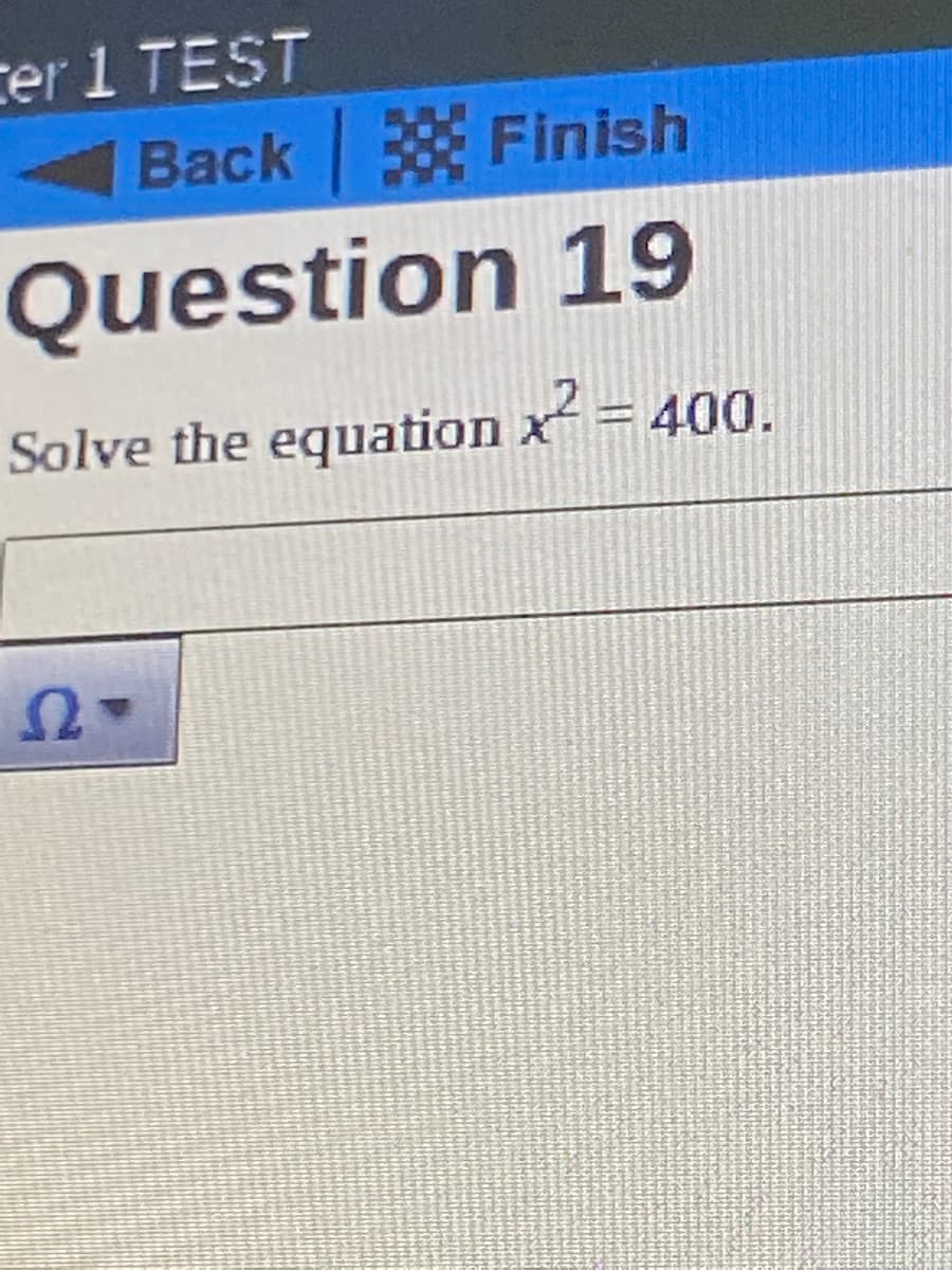 ² = 400.
%3|
Solve the equation x
