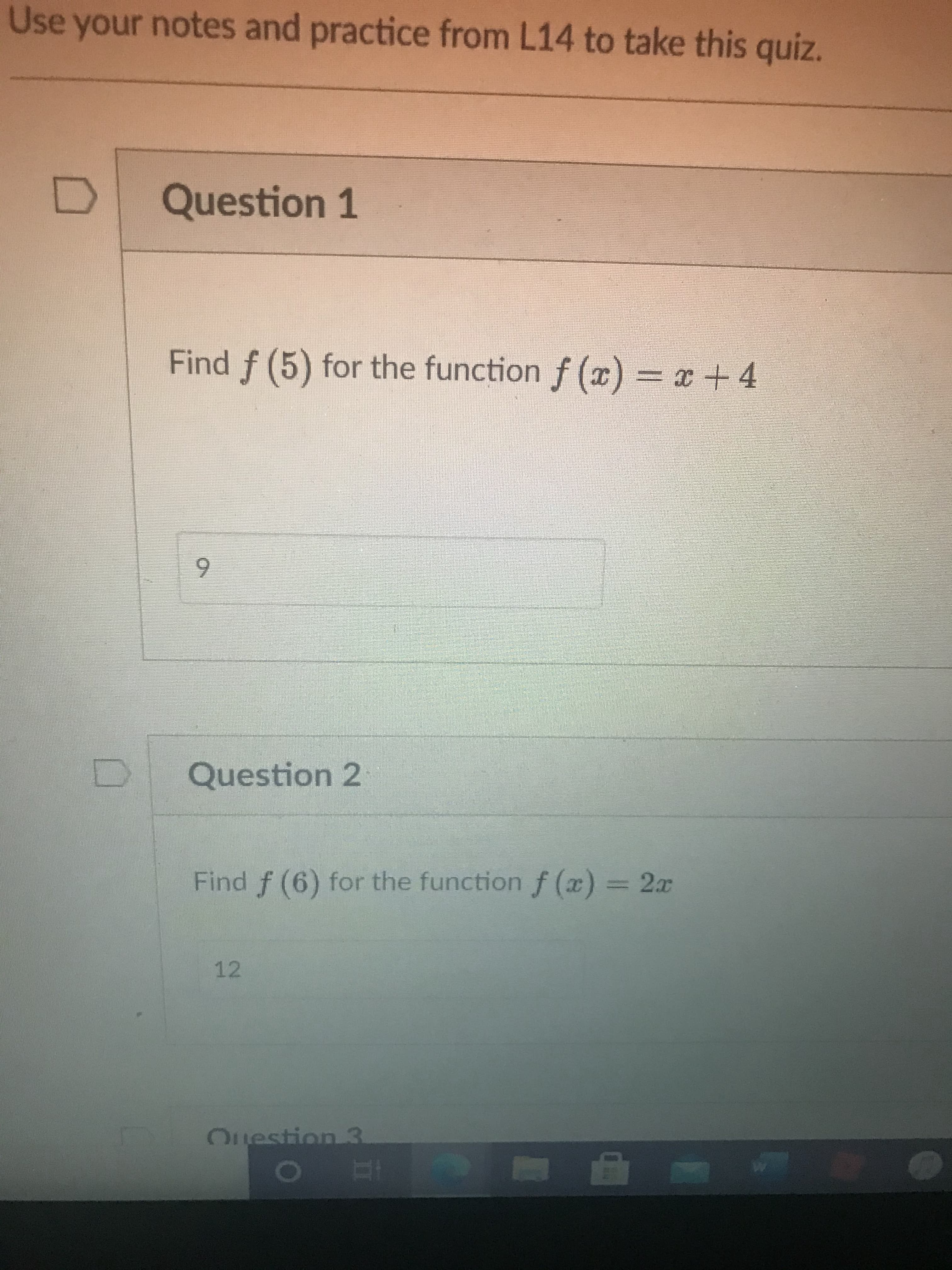Find f (5) for the function f (x) = x+4
