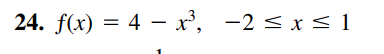 24. f(x) = 4 – x³, -2 < x < 1
