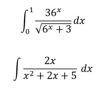 1
36*
= dx
V6* +3
0,
2x
dx
x2 + 2x + 5
